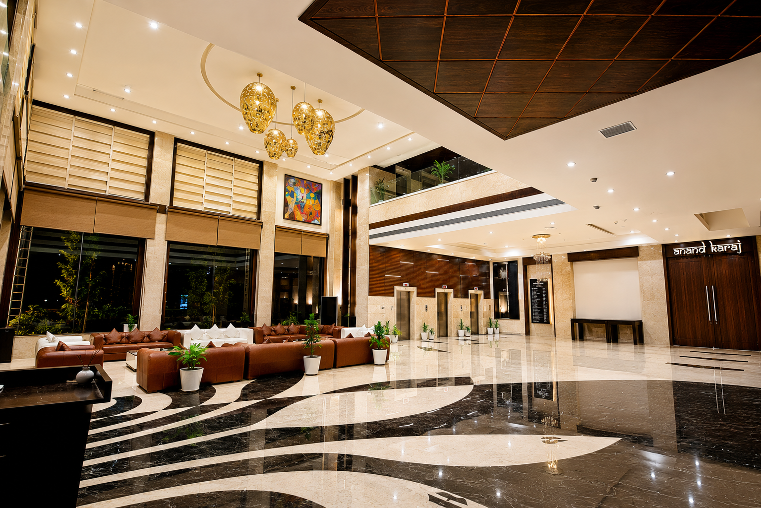 The grand reception lobby of Vijan Mahal, Jabalpur